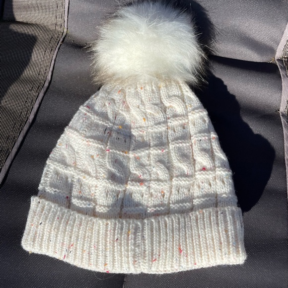 Nike beanie hat w Pom Pom (white w color speckles) - Picture 2 of 2